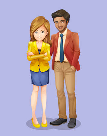 Businessman and woman in formal dress illustrationのイラスト素材