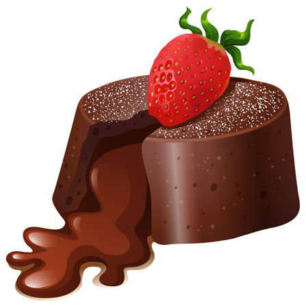 Chocolate lavacake with fresh strawberry illustrationのイラスト素材