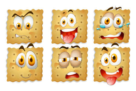 Crackers with facial expressions illustrationのイラスト素材