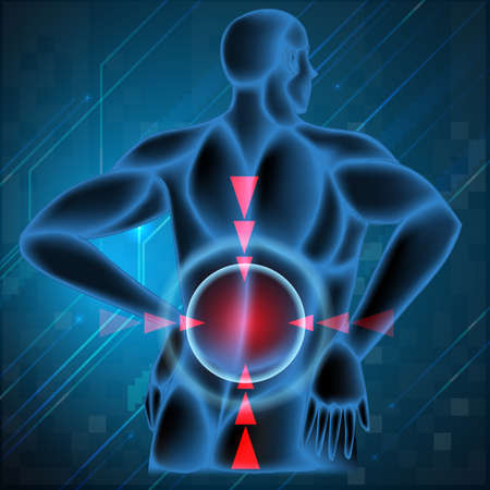 Human spine showing back pain illustrationのイラスト素材