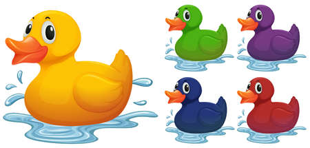 Duck toy in different color illustrationのイラスト素材