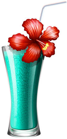 Glass of blue smoothie mocktail illustrationのイラスト素材