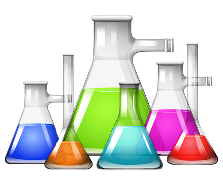Chemical in different size of beakers illustrationのイラスト素材
