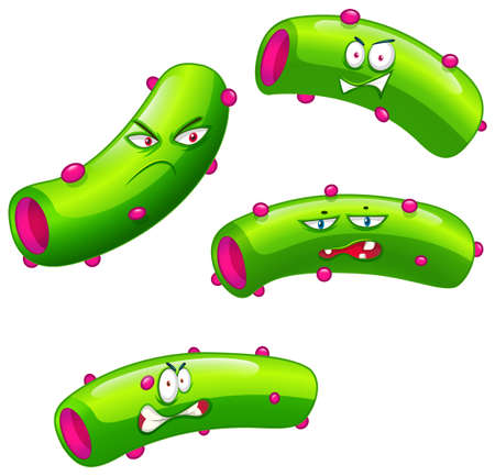 Bacteria with monster faces illustrationのイラスト素材