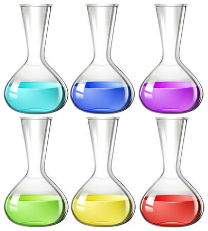 Liquid substance in glass beakers illustrationのイラスト素材