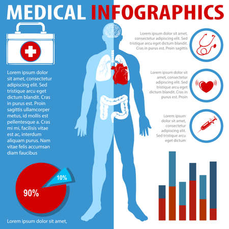Medical infographics with text and anatomy illustrationのイラスト素材