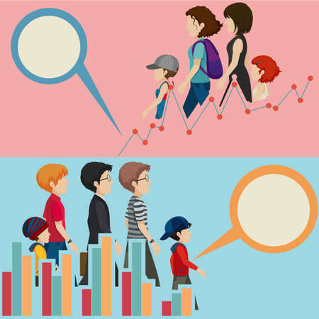 Infographic with people and graphs illustrationのイラスト素材