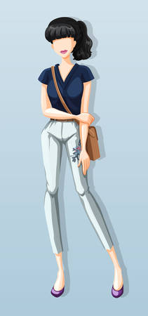 Woman wearing shirt and pants illustrationのイラスト素材