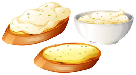 Toasted bread topping with cream illustrationのイラスト素材