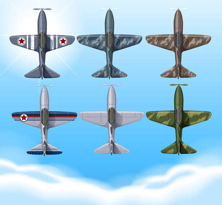 Airplane in military design illustrationのイラスト素材
