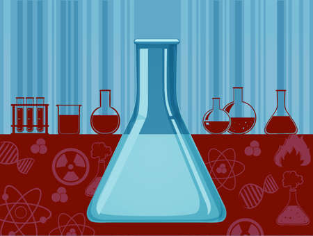 Glass beaker and other containers illustrationのイラスト素材