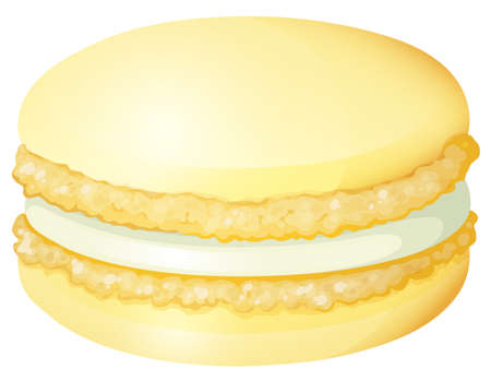 Yellow macaron with cream illustrationのイラスト素材