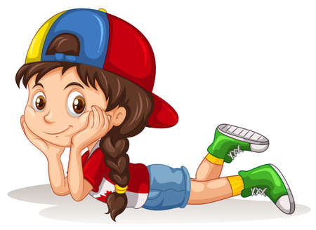 Canadian girl relaxing alone illustrationのイラスト素材