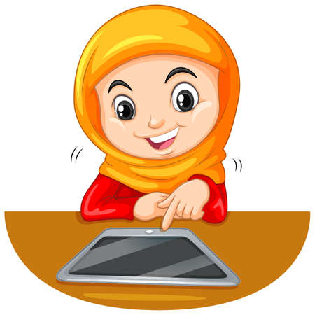 gf_using_ipad2 illustrationのイラスト素材