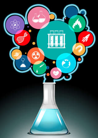 Infographic with science symbols illustrationのイラスト素材