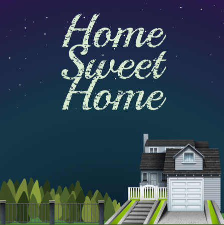 Home sweet home at night time illustrationのイラスト素材