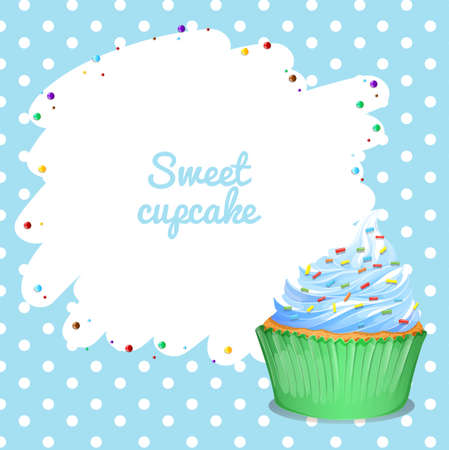 Blue frame with cupcak background illustrationのイラスト素材