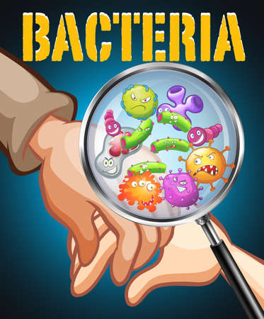 Bacteria on human hands illustrationのイラスト素材