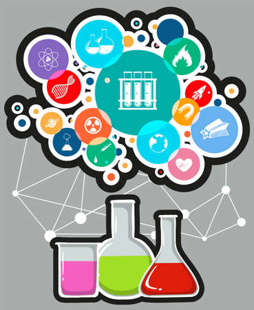 Infographic with science and technology symbols illustrationのイラスト素材
