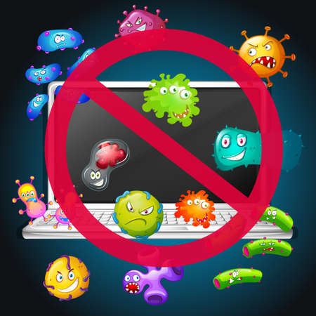 No bacteria sign on computer illustrationのイラスト素材