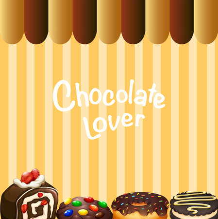 Different kind of dessert chocolate flavor illustrationのイラスト素材