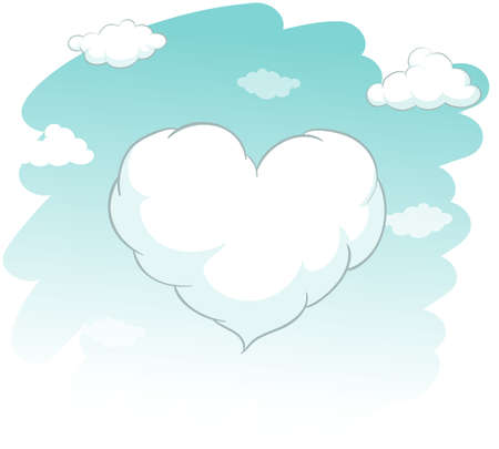 Heart shape cloud in the sky illustrationのイラスト素材