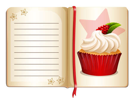 Notebook with cupcake on page illustrationのイラスト素材
