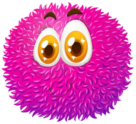 Fluffy ball with happy face illustrationのイラスト素材