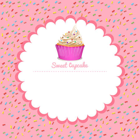 Border design with cupcake illustrationのイラスト素材