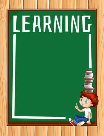 Board with boys and books background illustrationのイラスト素材