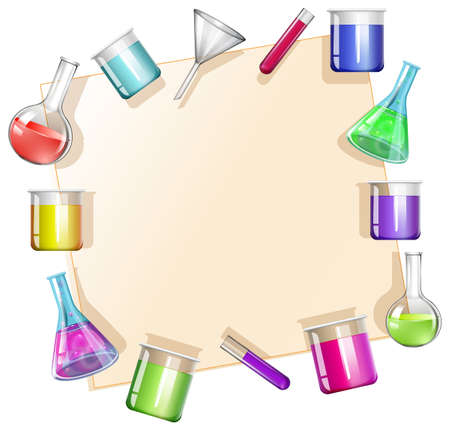 Border with beakers background illustrationのイラスト素材