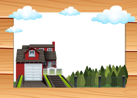 House and park at daytime illustrationのイラスト素材