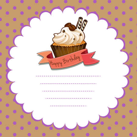 Paper template with cupcake for birthday illustrationのイラスト素材