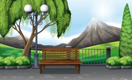 Scene of public park with no people illustrationのイラスト素材