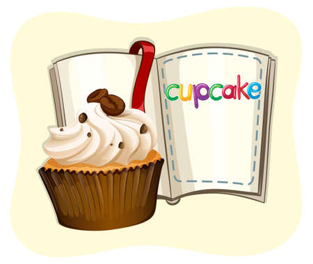 Coffee cupcake and book illustrationのイラスト素材
