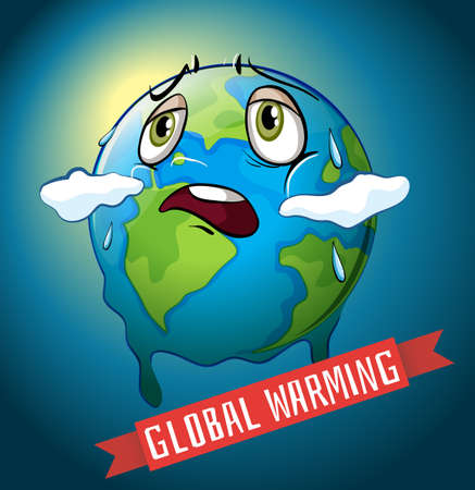 Global warming with earth melting illustrationのイラスト素材