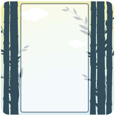 Border design with bamboo shoots illustrationのイラスト素材