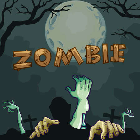 Zombie hands coming out of the ground illustrationのイラスト素材