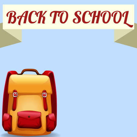 Back to school sign with schoolbag illustrationのイラスト素材