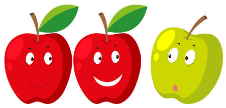 Fresh apple with faces illustrationのイラスト素材