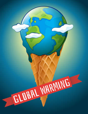 Global warming poster with melting earth illustrationのイラスト素材