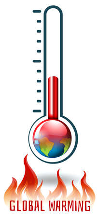 Global warming with earth being heated illustrationのイラスト素材
