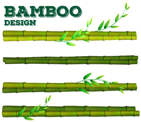Different bamboo design with stem and leaves illustrationのイラスト素材
