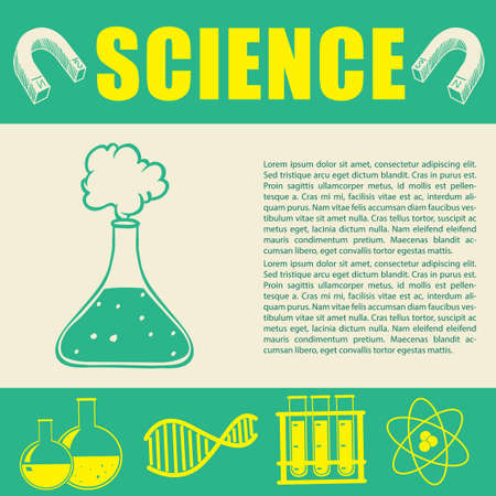 Banner design with science symbols illustrationのイラスト素材