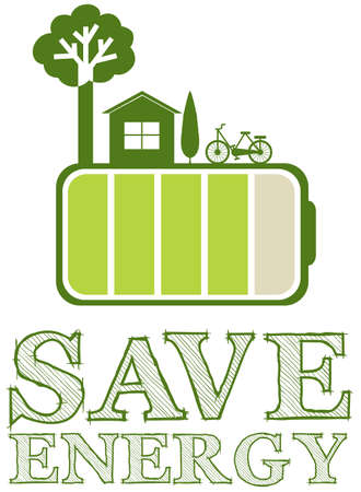 Save energy poster with green design illustrationのイラスト素材