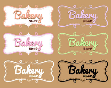 Bakery shop label in different designs illustrationのイラスト素材