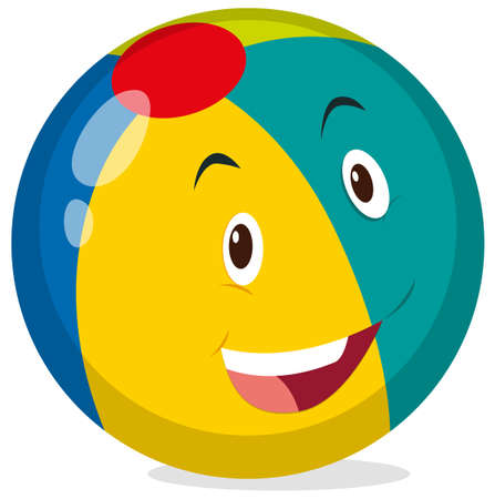Beach ball with happy face illustrationのイラスト素材