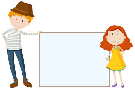 Tall man and short girl illustrationのイラスト素材
