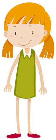 Little girl with pigtail illustrationのイラスト素材