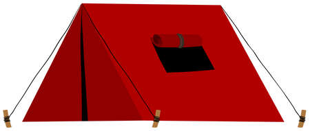 Red tent with folded window illustrationのイラスト素材